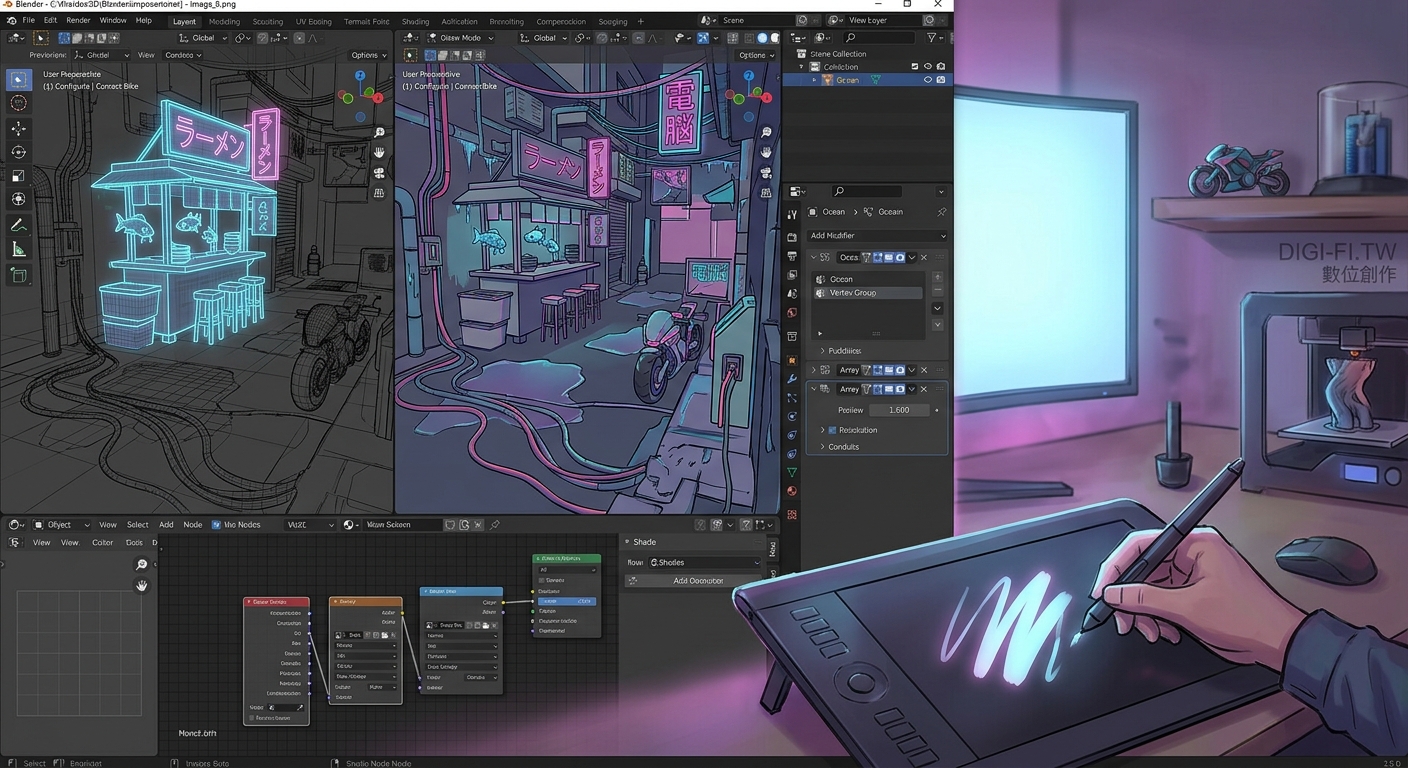 如何用Blender打造賽博龐克風格的3D場景？ - Illustration 2