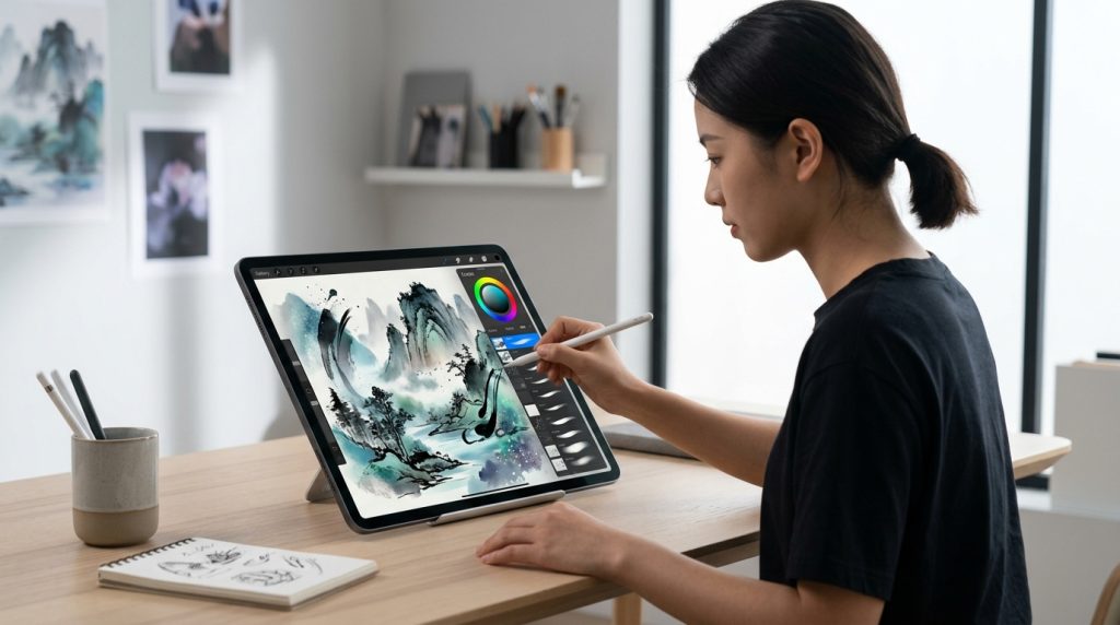 數位水墨畫的當代詮釋：iPad Pro創作技法與筆刷推薦